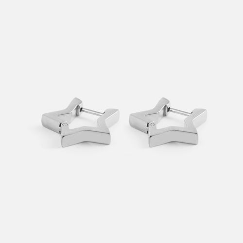 Silberne Stern-Ohrringe, Edelstahl, minimalistisches Design, modische Accessoires.