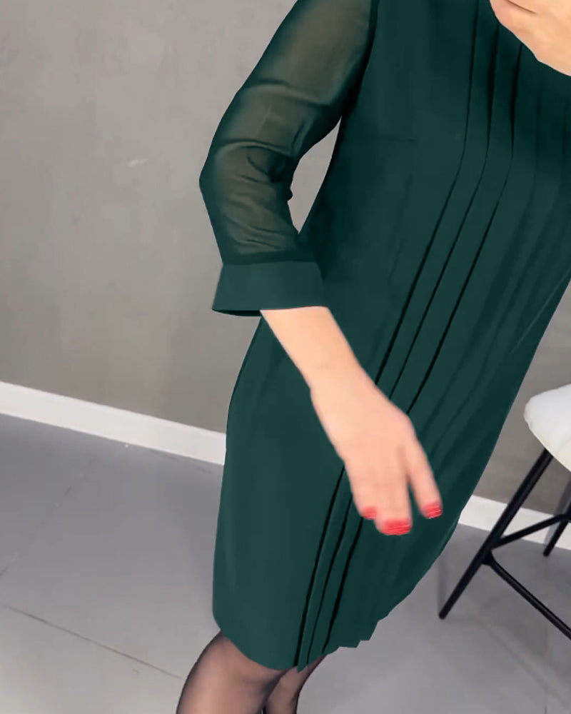 Elegantní podzimní šifónové šaty s detaily z jemné síťoviny – Gabrielle