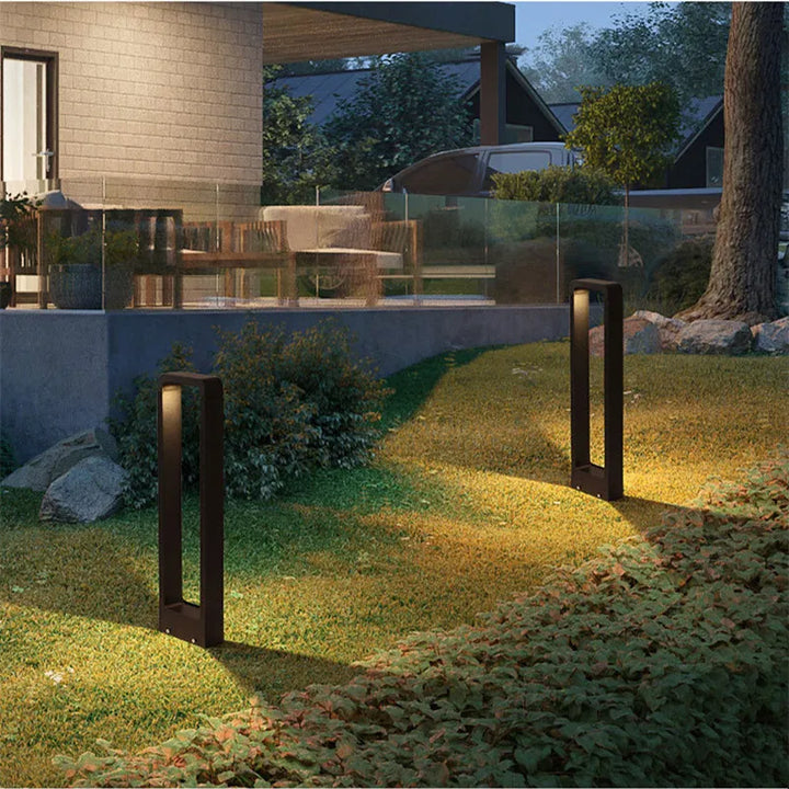 Wasserdichte LED-Rasenlampe, 15W, COB-LED, Außenbereich, Gartenbeleuchtung, modern, schwarz.