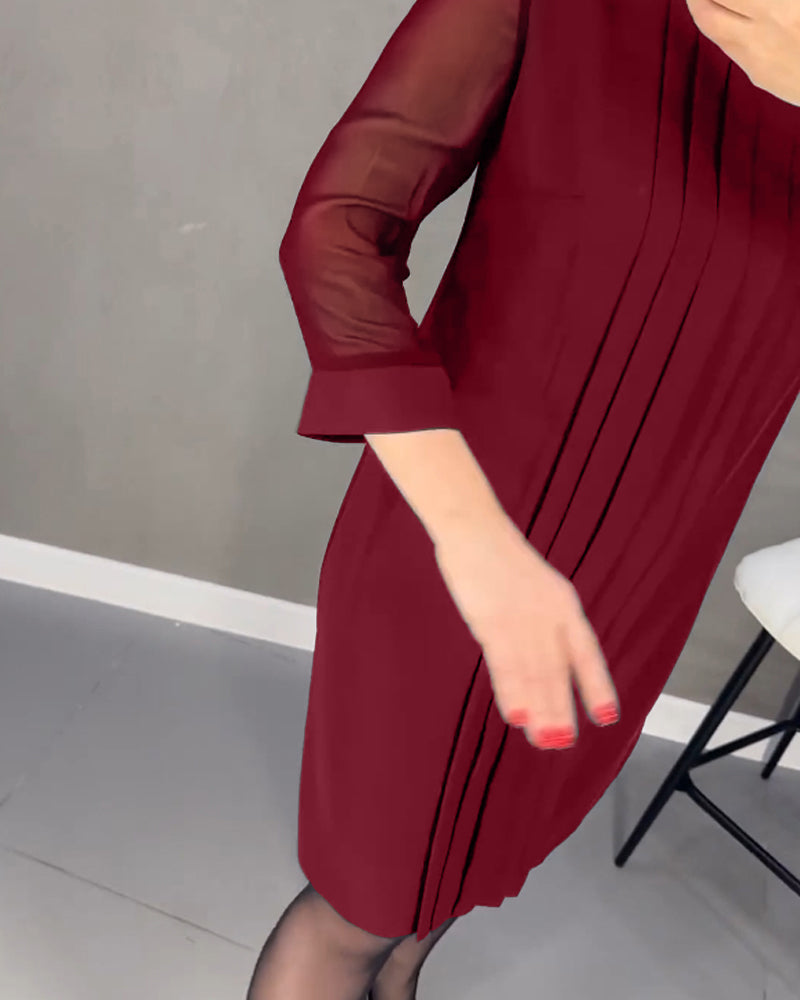 Elegantní podzimní šifónové šaty s detaily z jemné síťoviny – Gabrielle