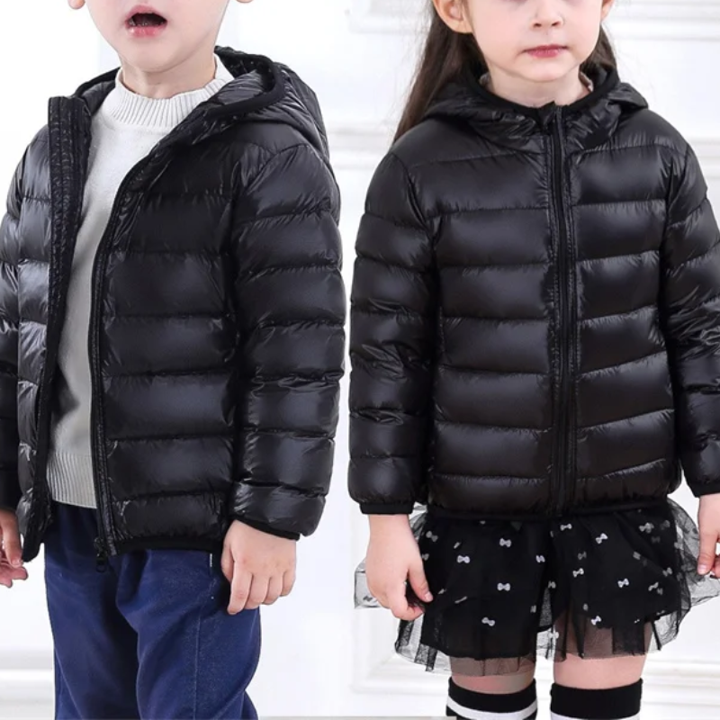 Dětská nepromokavá bunda ve stylu péřové bundy s kresleným designem – Miro