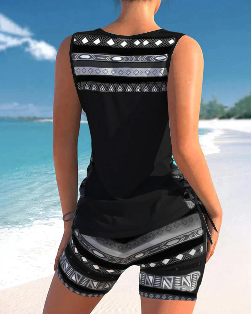 Trendy plavky s V výstřihem a geometrickým vzorem – Tankini set Madonna