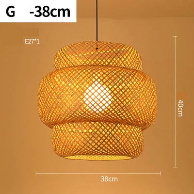Geflochtene Bambus-Hängelampe, 38cm, warmes Licht, E27-Fassung, skandinavisches Design.