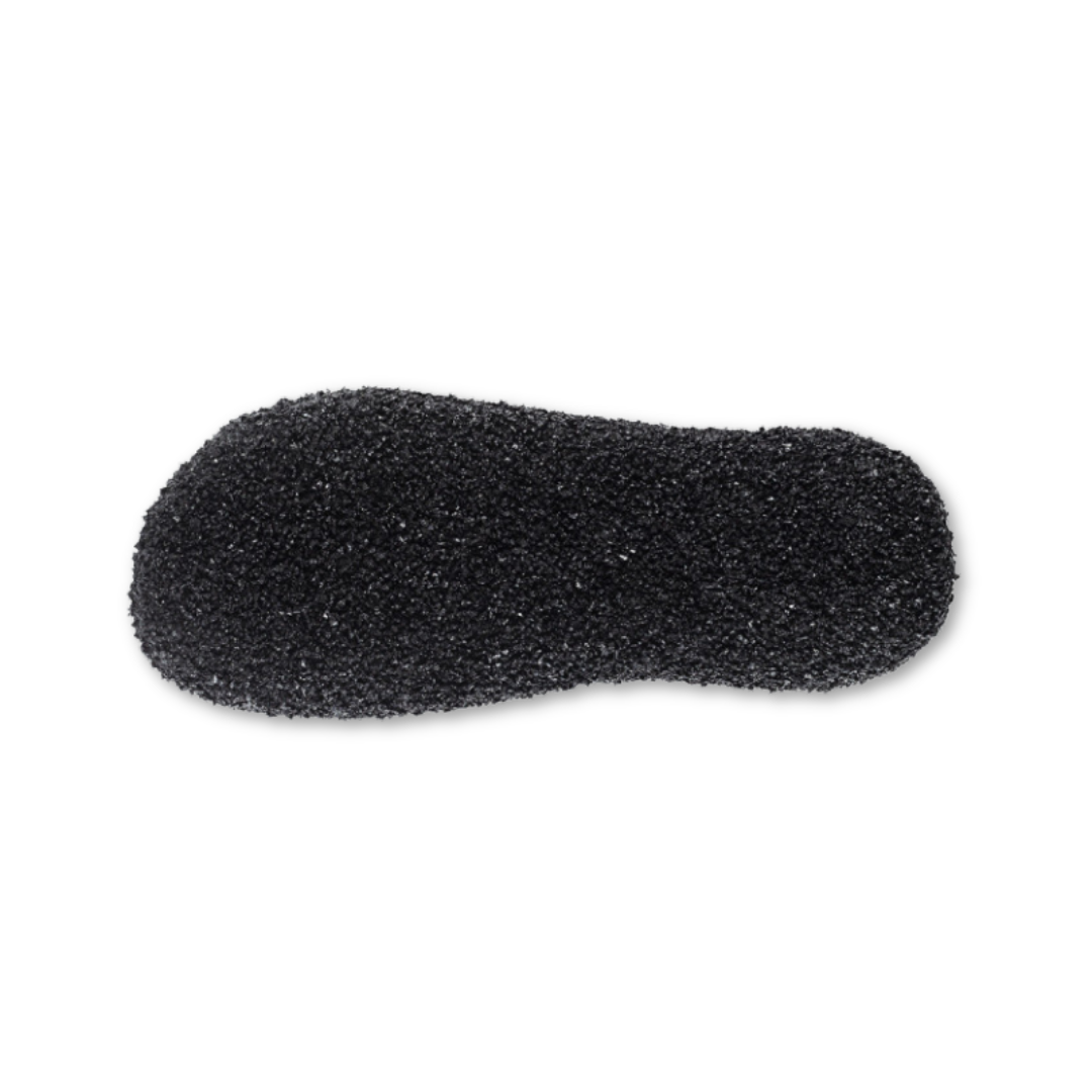 Schwarze Einlegesohle aus Schaumstoff, ergonomisch, rutschfest, für Schuhe, Komfort.