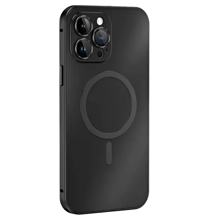 Schwarze iPhone-Hülle mit MagSafe, stoßfest, für iPhone 14 Pro Max, glattes Design.