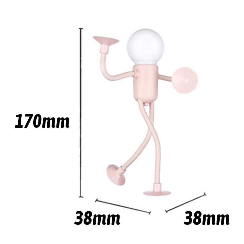 Růžová lampička na bílém pozadí s vyznačenými rozměry: výška 170 mm a základna 38 krát 38 mm. 14