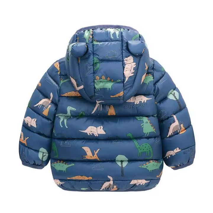 Dětská nepromokavá bunda ve stylu péřové bundy s kresleným designem – Miro