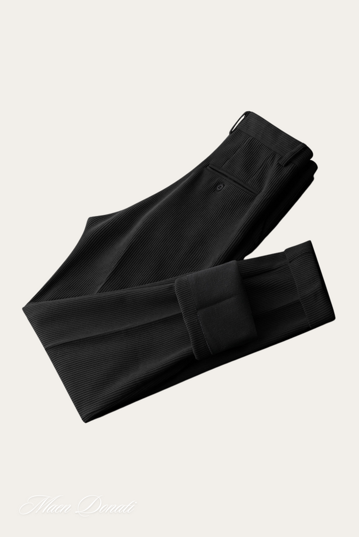 Schwarze Herrenanzughose, elegant, aus hochwertigem Stoff, ideal für formelle Anlässe.
