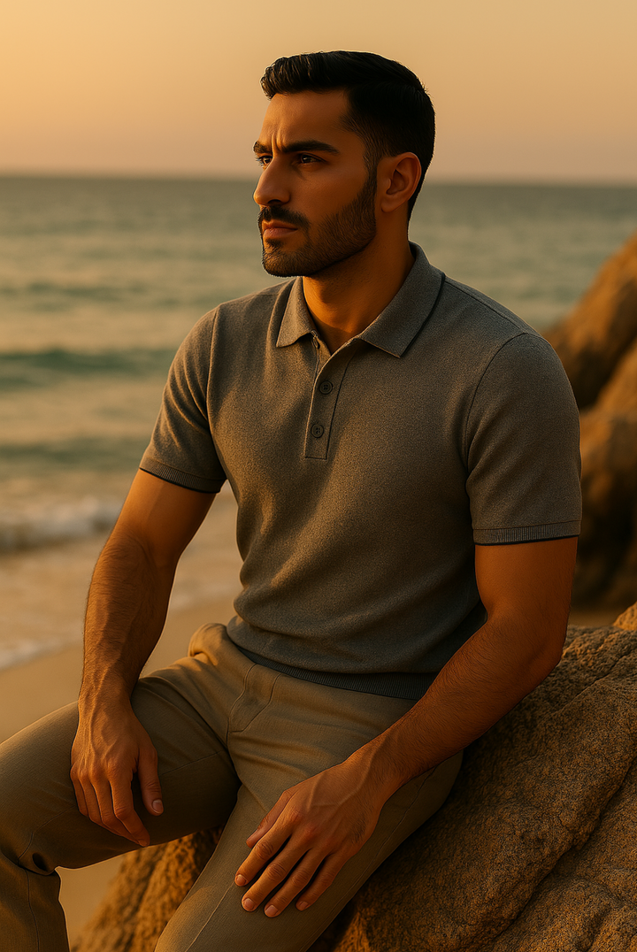 Stylový pánský polo v kašmírové merino vlně – Renzo