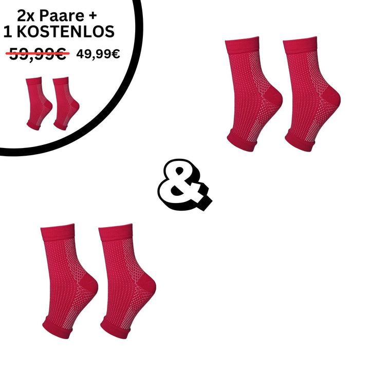 Rote Kompressionssocken Angebot, 2+1 gratis, atmungsaktiv, Sport, Rabatt, bequem, langlebig.