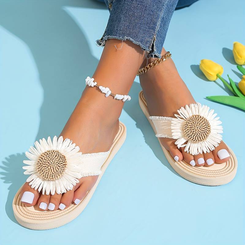 Boho slip-on sandály s květinovým vzorem – Marivi