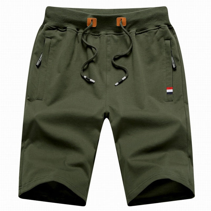 Grüne Herren-Shorts mit Kordelzug, Baumwolle, sportlich, bequem, Sommermode.