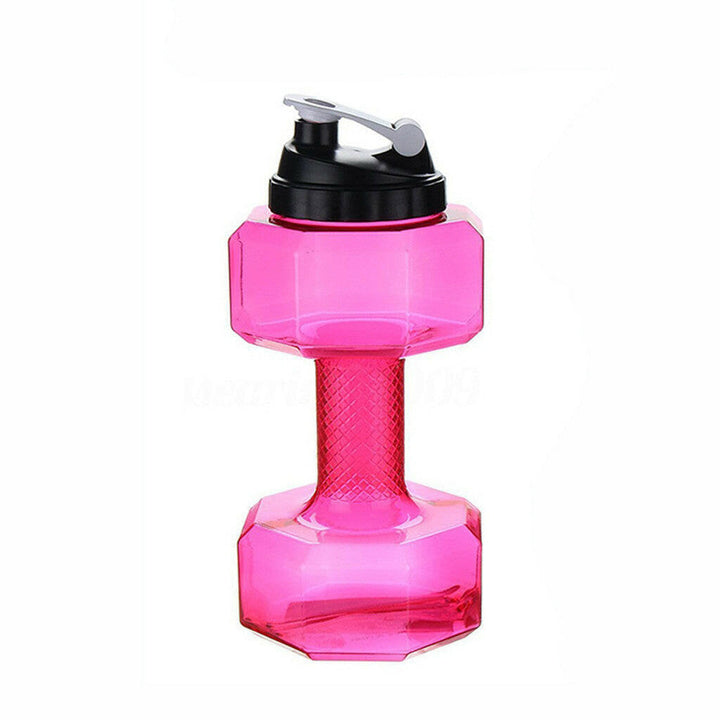 Rosa Hantel-Wasserflasche, Kunststoff, Fitness, Sport, Trinkflasche, 550ml, mit Deckel.