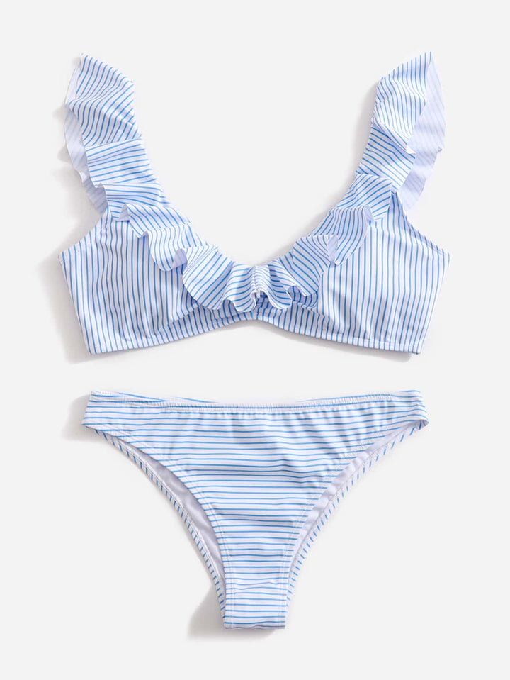 Modrý a bílý pruhovaný bikini - Lina