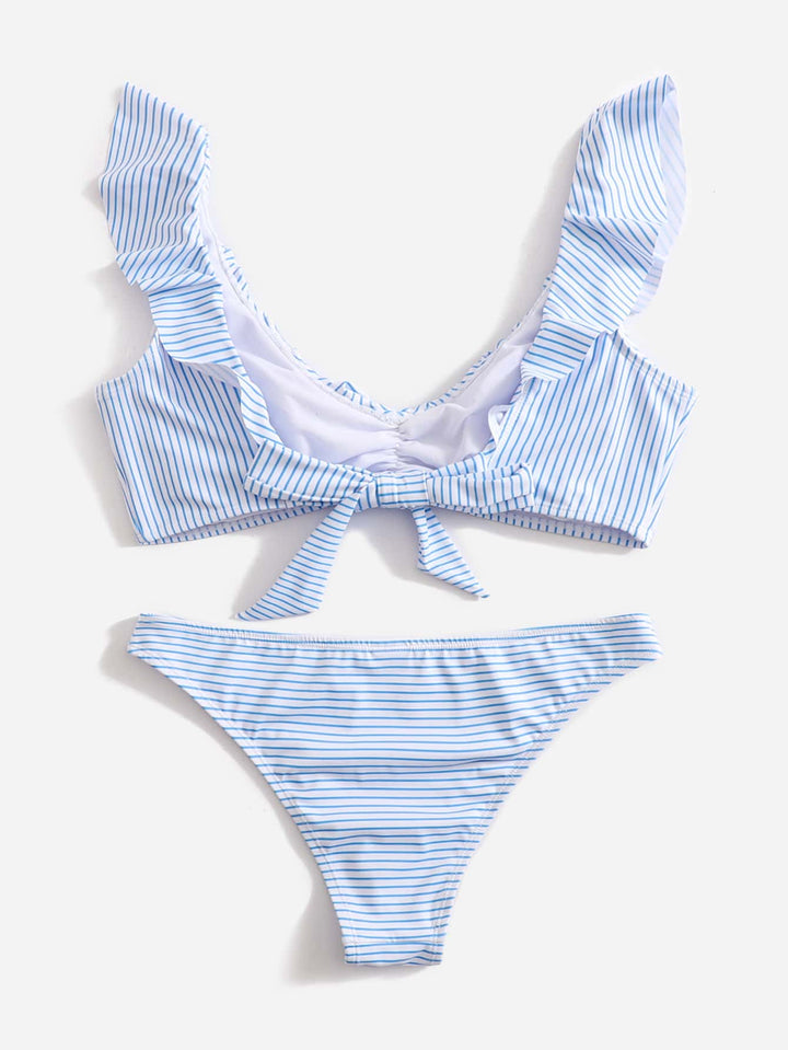 Modrý a bílý pruhovaný bikini - Lina