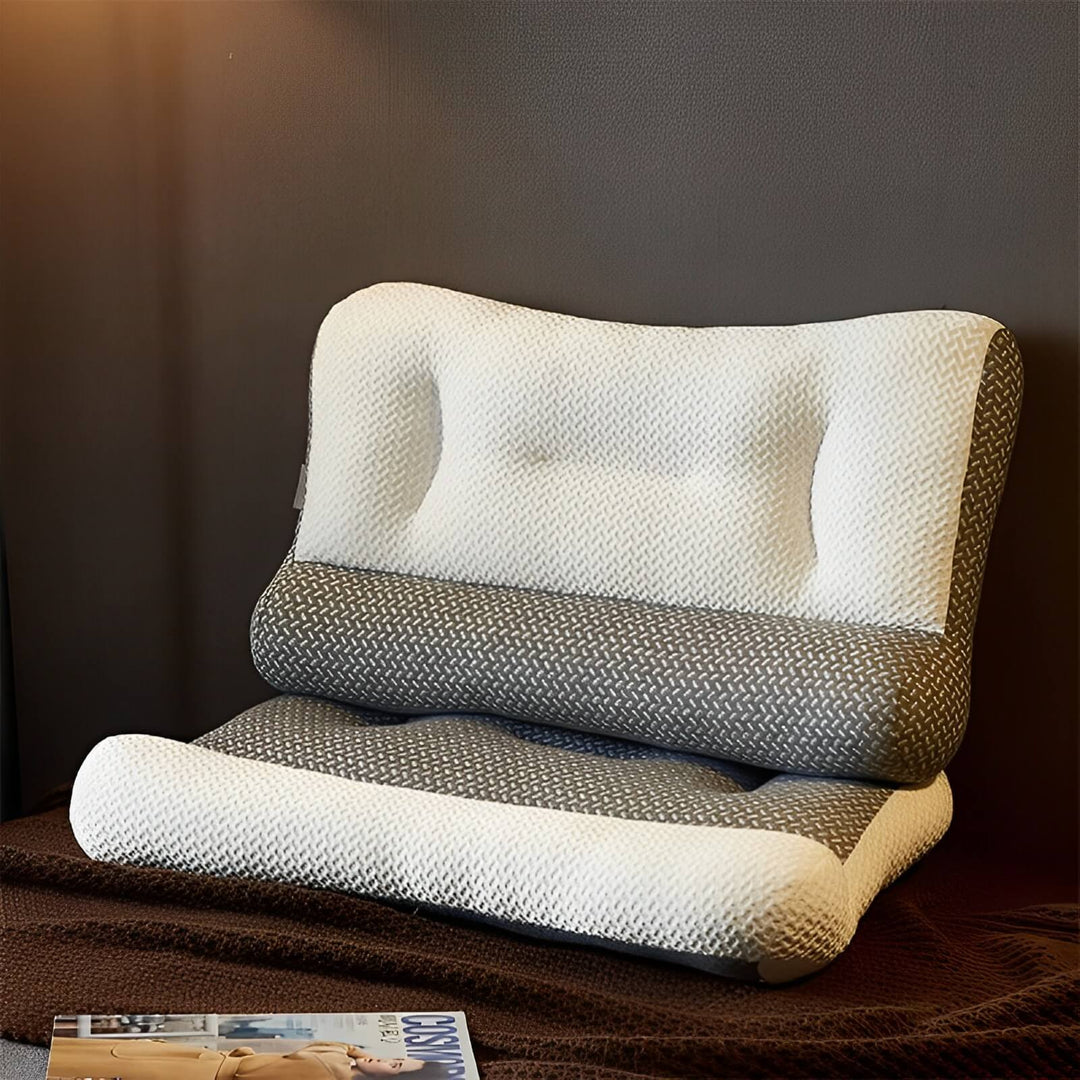 Orthopädisches Nackenstützkissen, ergonomisch, weiß-grau, Memory-Schaum, für besseren Schlaf