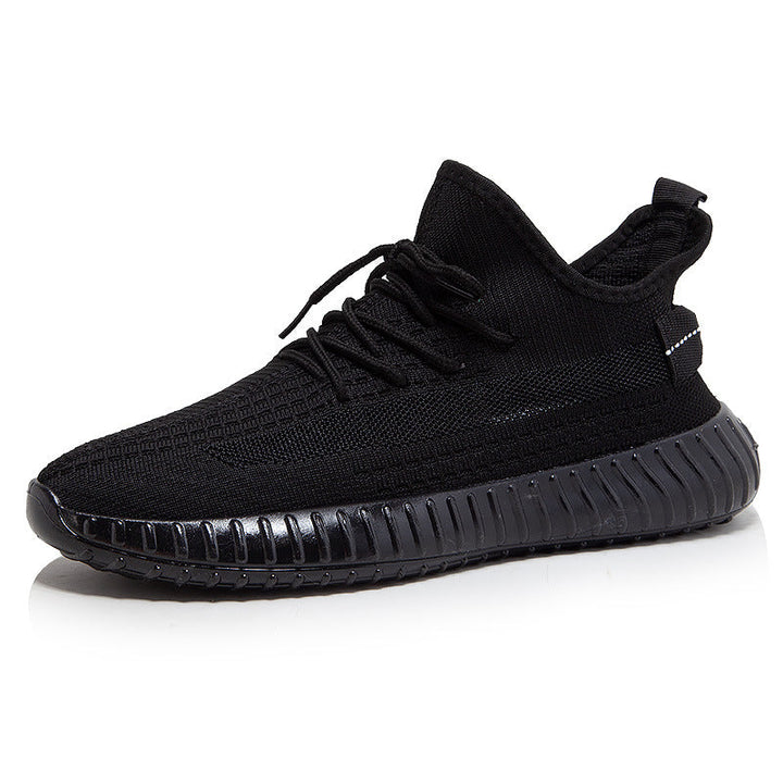 Schwarzer Sneaker, atmungsaktiv, sportlich, rutschfeste Sohle, modisch, Herren- und Damenschuh.