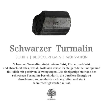 Schwarzer Turmalin Kristall, Schutzstein, EMF-Blocker, Energie, Heilstein, spirituelle Reinigung.