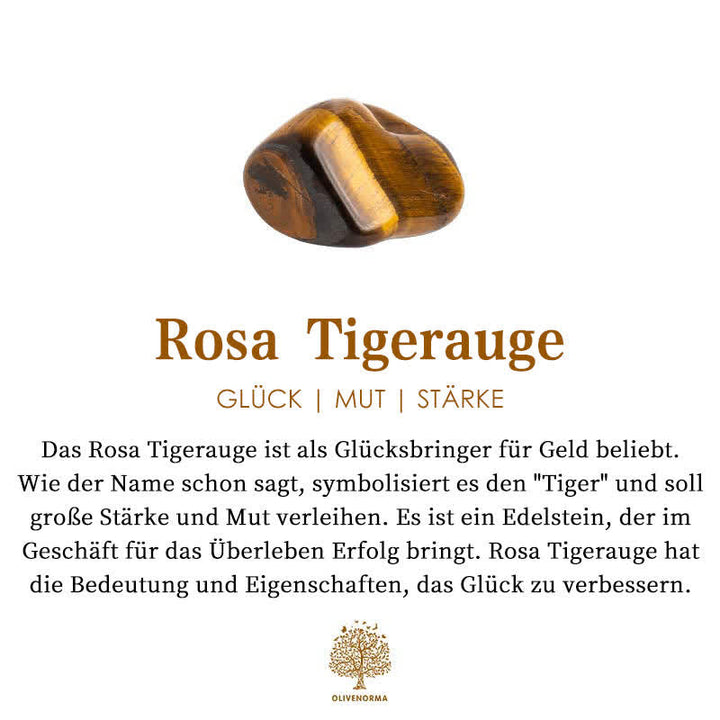 Rosa Tigerauge Edelstein, Glücksbringer, Mut, Stärke, Geld, Erfolg, Schmuck, Heilstein.