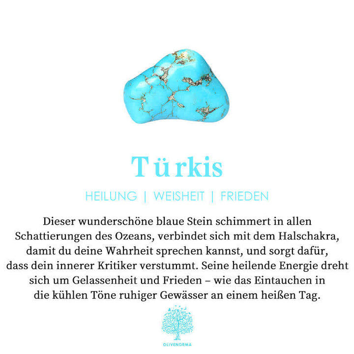 Türkis Edelstein, blau, Heilung, Weisheit, Frieden, spirituelle Bedeutung, Halschakra, Entspannung.