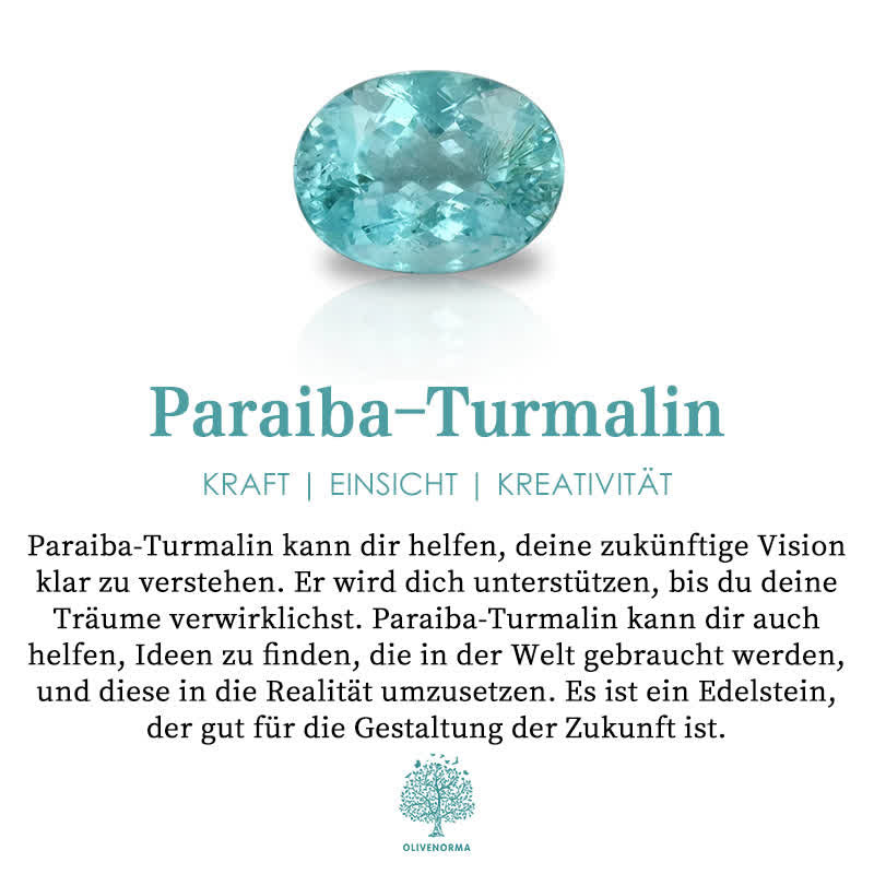 Paraiba-Turmalin Edelstein, türkis, oval, Schmuck, Kraft, Einsicht, Kreativität, Edelsteinbeschreibung.