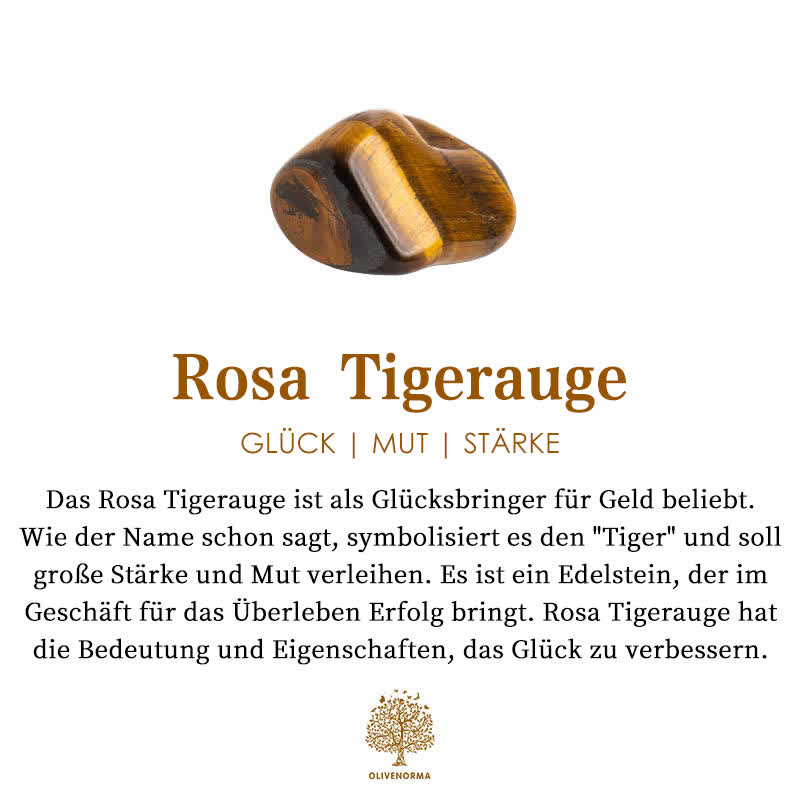 Tigerauge Edelstein, braun-gelb, Glücksbringer, Mut, Stärke, spirituelle Bedeutung, Olivenbaum.