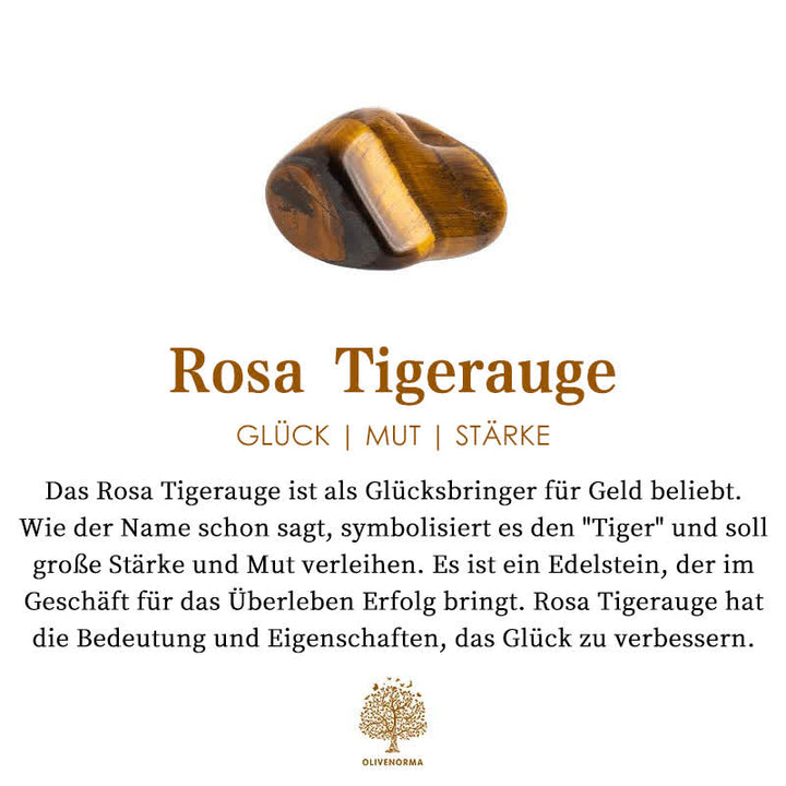 Tigerauge Edelstein, braun-gelb, Glücksbringer, Mut, Stärke, spirituelle Bedeutung, Olivenbaum.