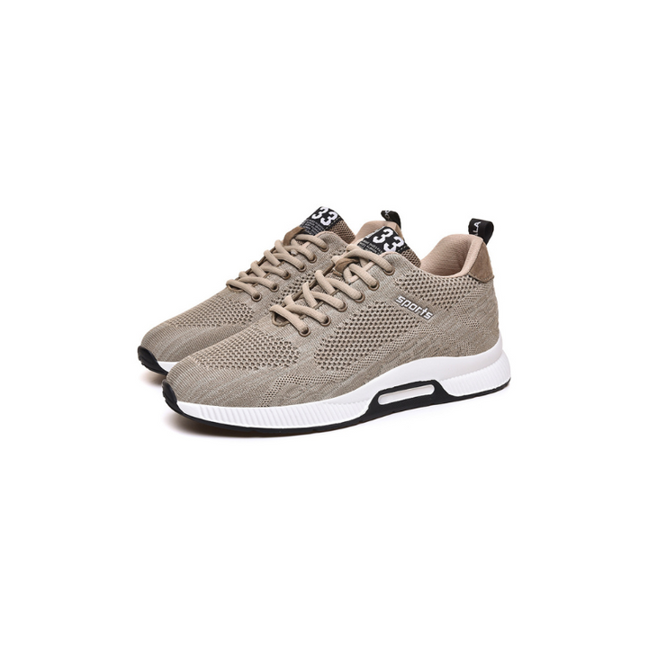 Beige Sportschuhe aus Mesh, Herren Sneaker, atmungsaktiv, rutschfeste Sohle, modisch.