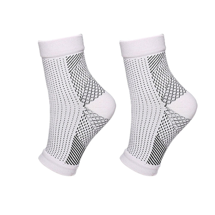 Weiße Kompressionssocken für Knöchel, atmungsaktiv, elastisch, Sport, Unisex.