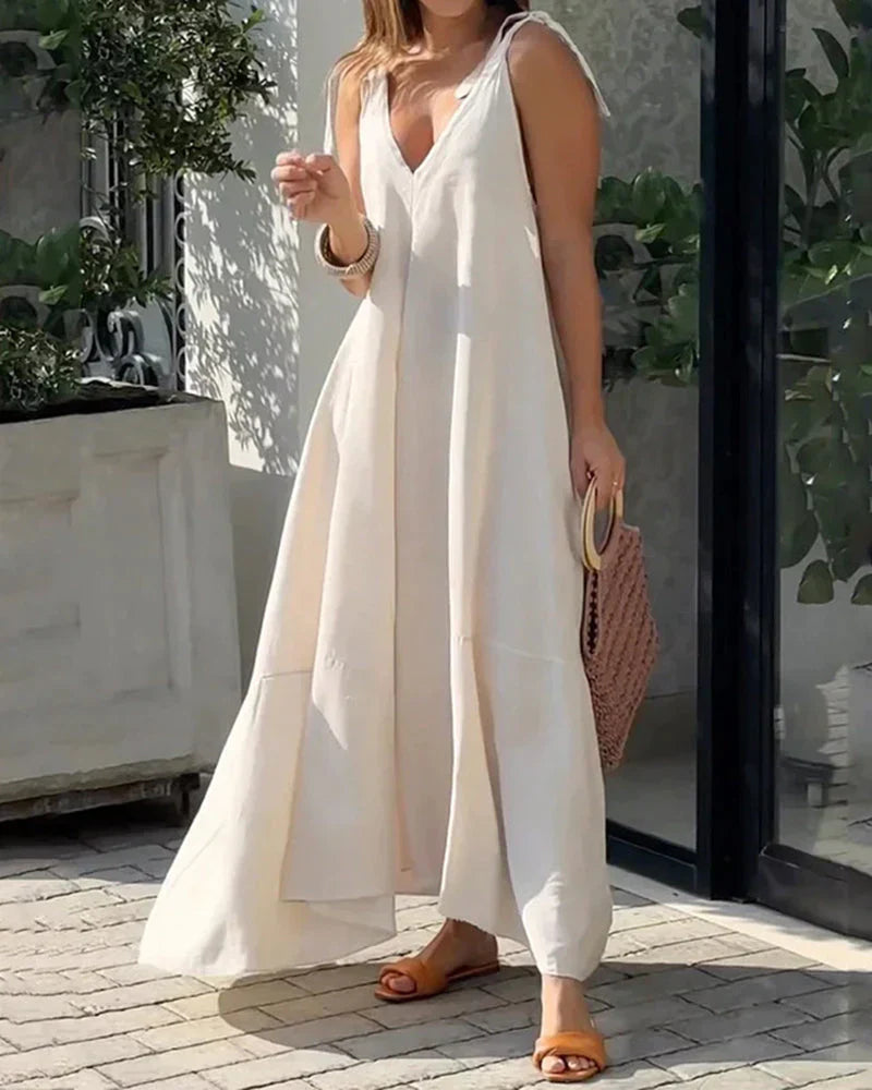 Plážové šaty s V-výstřihem a volným střihem – Krissy