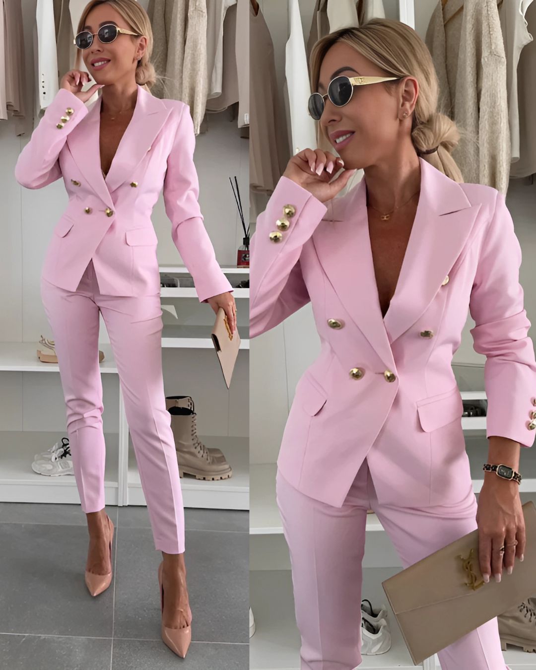 Dvoudílná dámská slim-fit souprava pro moderní pracovní vzhledy – Podzimní edice Valentina