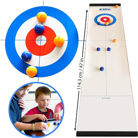 Mini-bordcurling hra pro domácnost s klouzavými kameny a magnetickými tyčemi