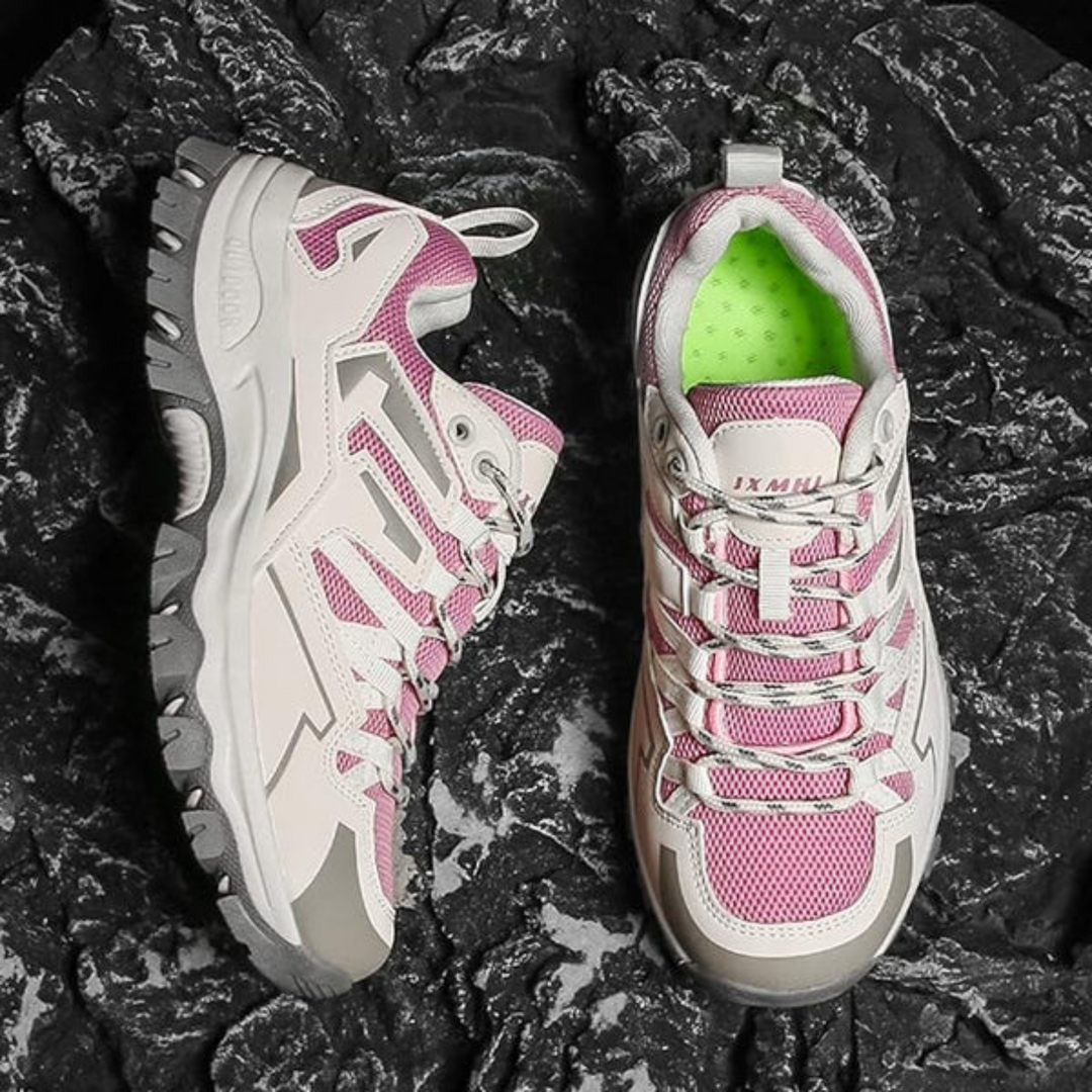 Damen-Wanderschuhe rosa grau, atmungsaktiv, rutschfest, Outdoor-Schuhe, Trekking-Sneaker.