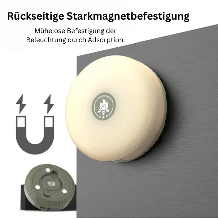 Runde LED-Nachtlicht mit starkem Magnet, batteriebetrieben, warmweiß, für Wandmontage.