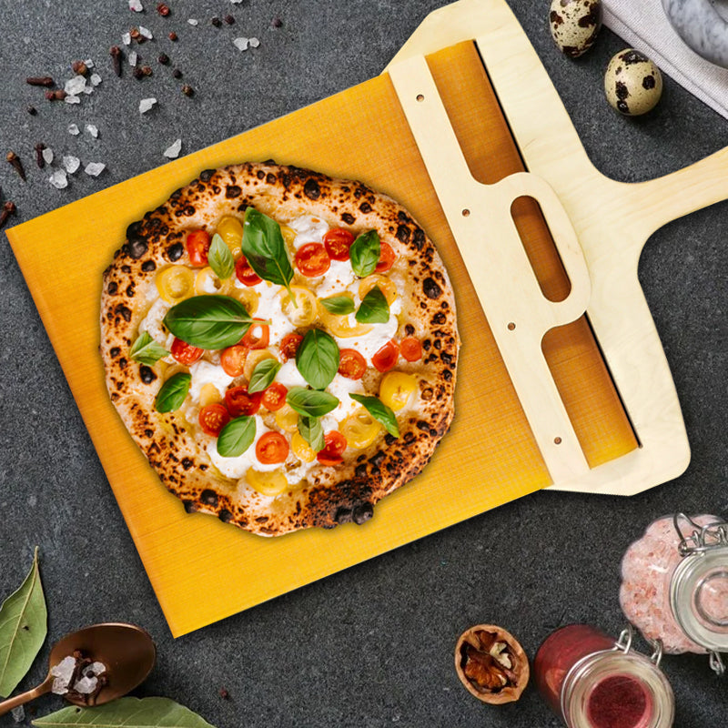 Pohyblivá pizza lopatka z břízy s posuvným mechanismem – Fornello