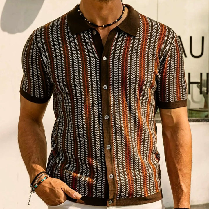 Pánské polo tričko Chevron s knoflíkovou légou – Julian