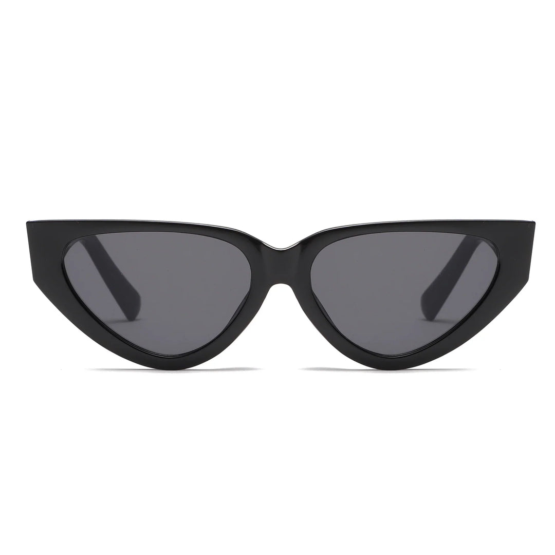 Schwarze Cat-Eye-Sonnenbrille, modisch, UV-Schutz, Damen-Accessoire.