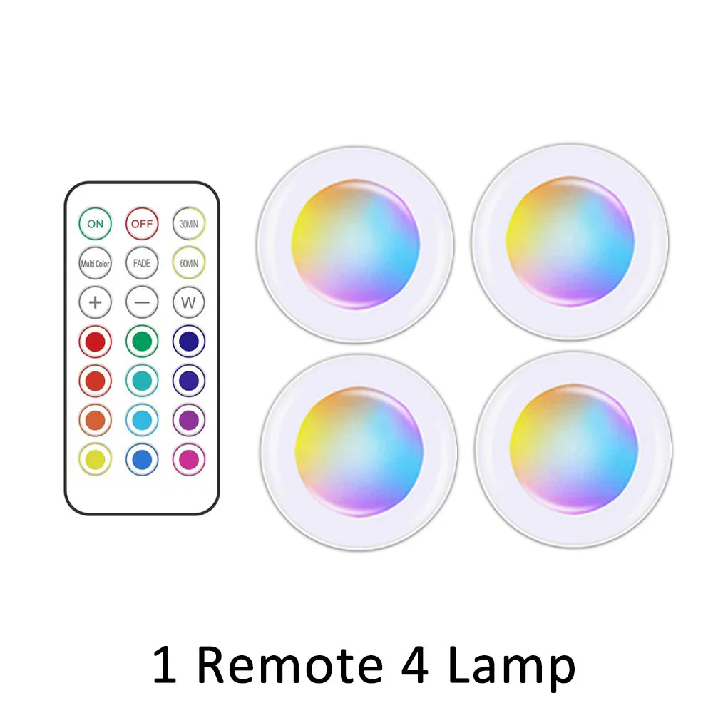 LED-Unterbauleuchten mit Fernbedienung, RGB-Farbwechsel, 4er-Set, energiesparend.