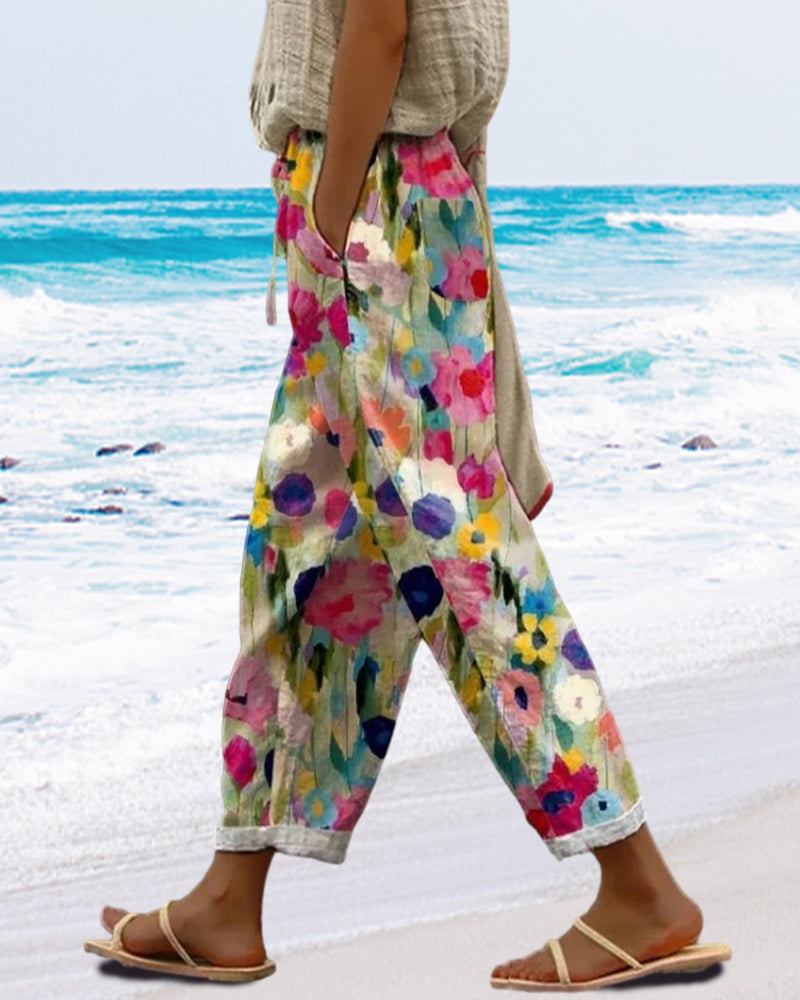 Podzimní barevné dámské joggingové kalhoty s elastickým pasem – Nova