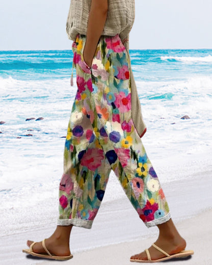 Podzimní barevné dámské joggingové kalhoty s elastickým pasem – Nova