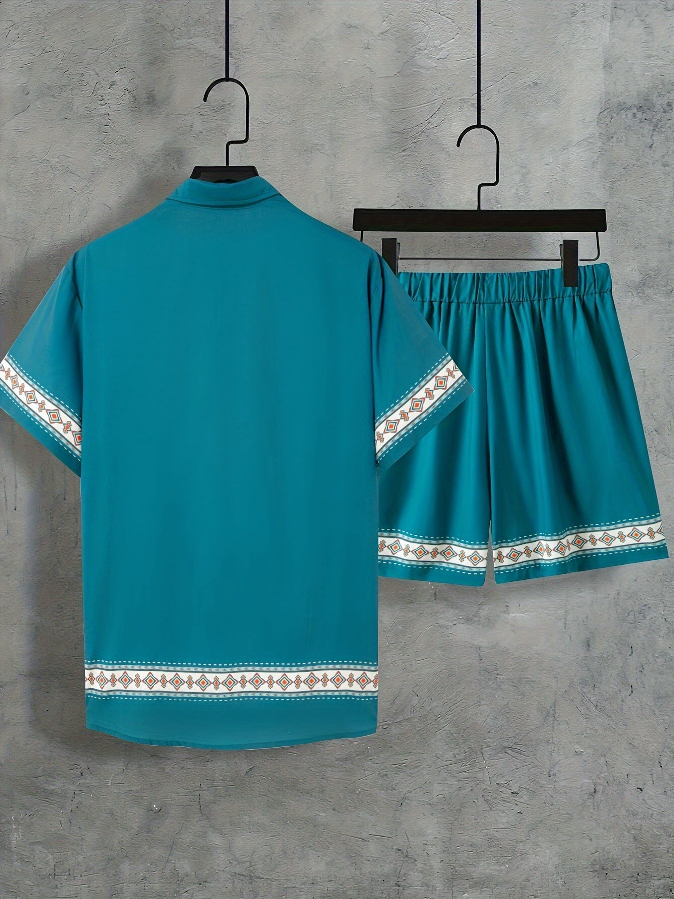 Boho letní set pánský dvoudílný košile a šortky uvolněný - Malik