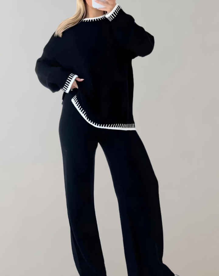 Zweiteiliges Damen-Set, schwarz, stilvoll, nachhaltig, bequem, ideal für Alltag und Freizeit.