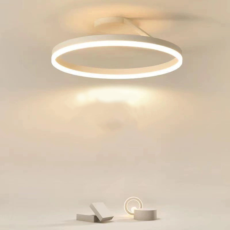 Moderne LED-Deckenleuchte, rund, weiß, energiesparend, minimalistisches Design, Innenbeleuchtung.