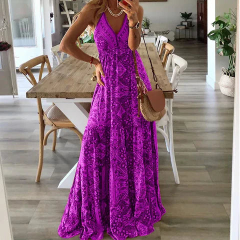Letní Boho-maxi šaty s květinovým vzorem – Isabella