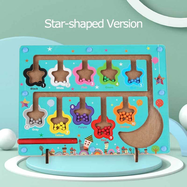 Buntes Holzpuzzle für Kinder, sternförmig, Lernspielzeug, Farben, Zahlen, Montessori.