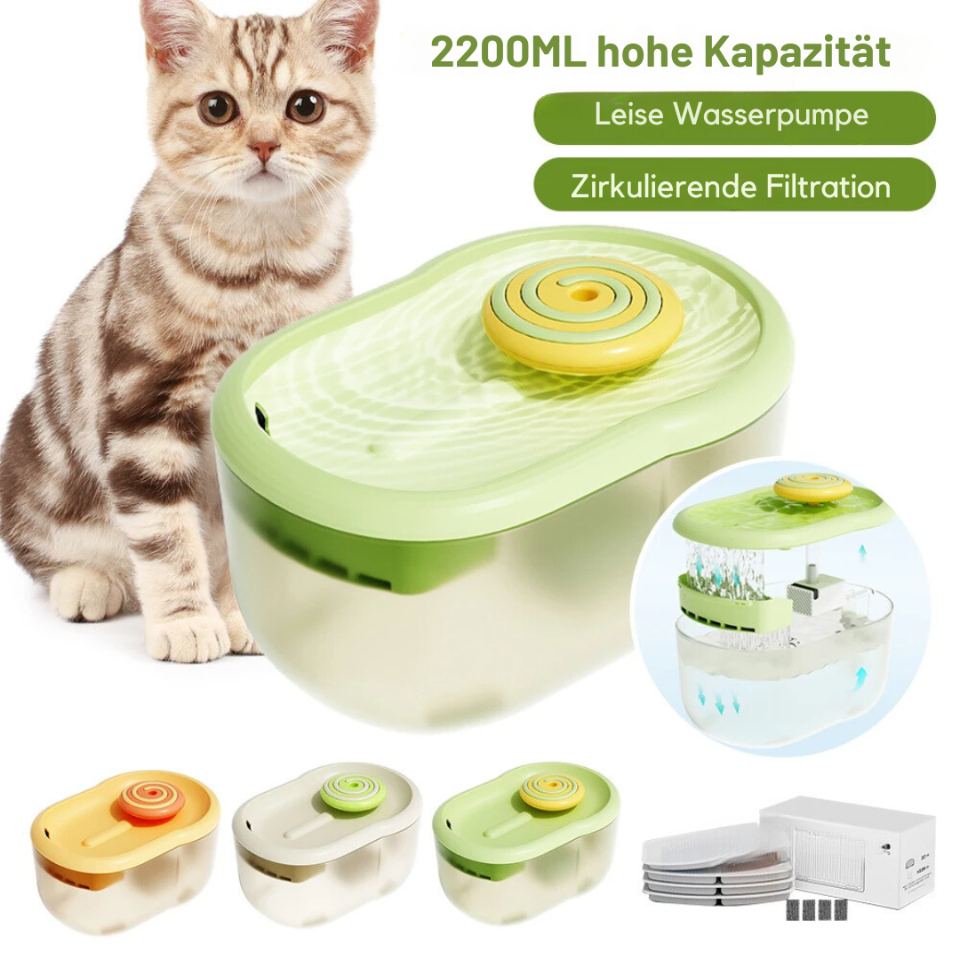 2200ML leise Wasserpumpe für Katzen, hohe Kapazität, zirkulierende Filtration, grün.