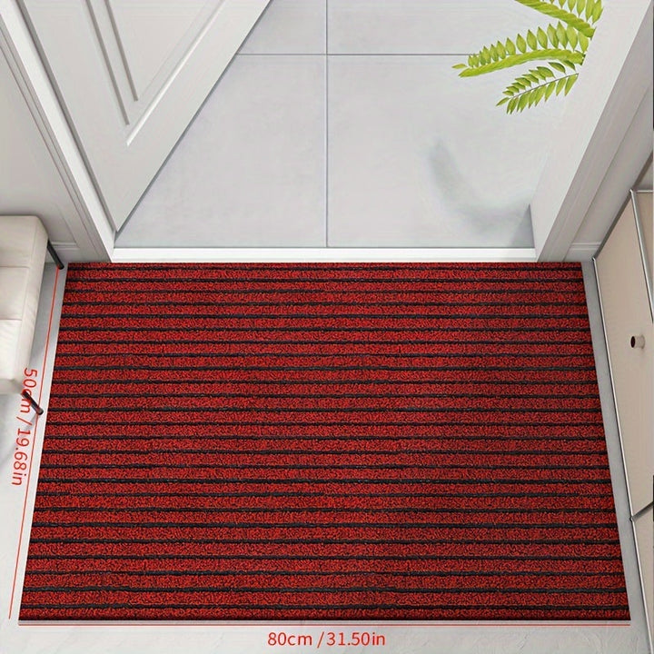 Roter gestreifter Teppich, rutschfest, 80x50 cm, Eingangsmatte, Innenbereich.