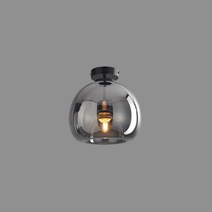 Moderne Deckenleuchte aus Glas, schwarz, rund, für Wohnzimmerbeleuchtung.