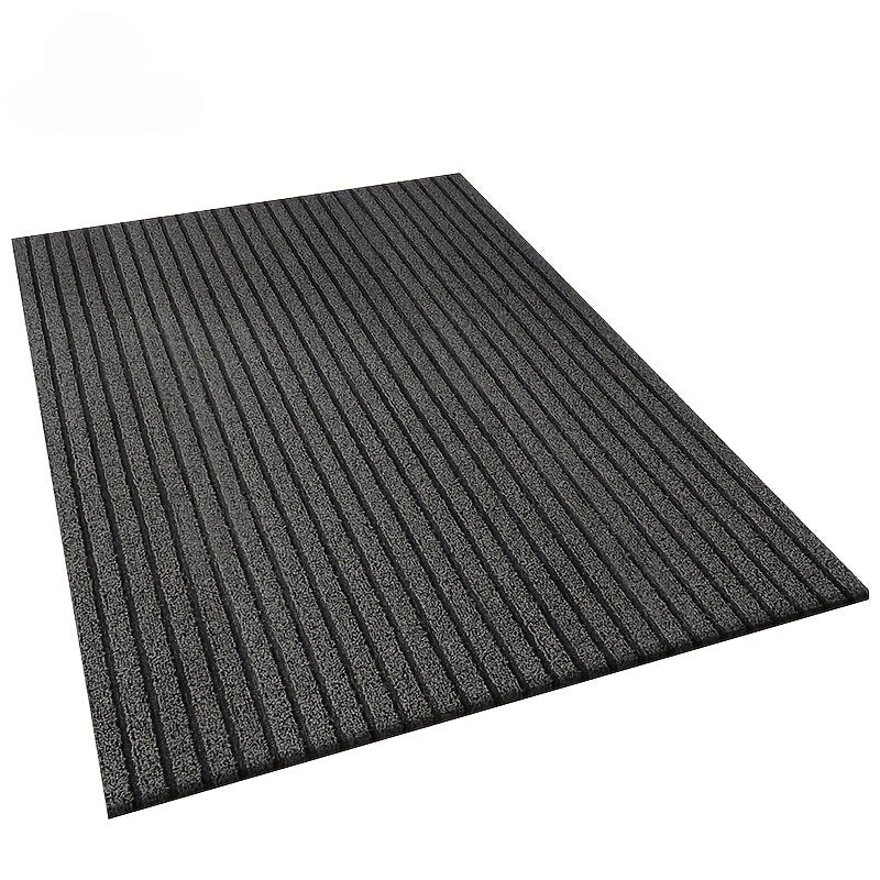 Schwarze rutschfeste Gummimatte, rechteckig, geripptes Design, für Eingangsbereich, langlebig.