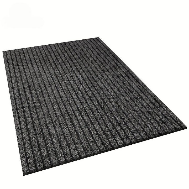 Schwarze rutschfeste Gummimatte, rechteckig, geripptes Design, für Eingangsbereich, langlebig.